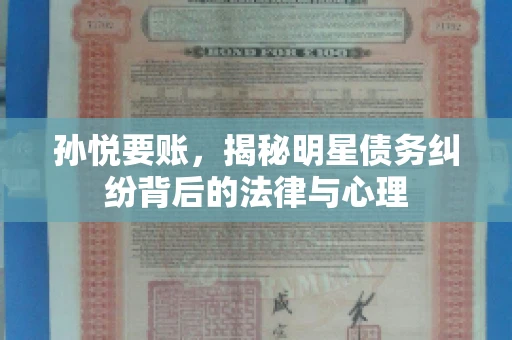 孙悦要账，揭秘明星债务纠纷背后的法律与心理