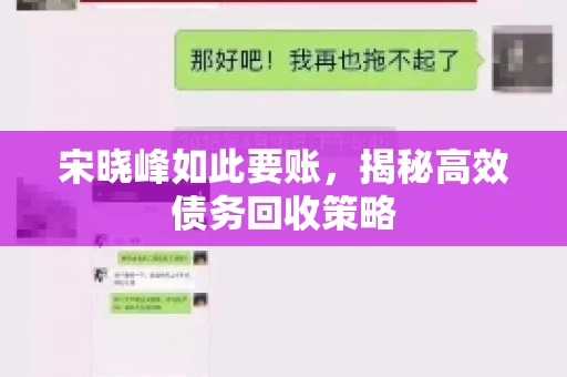 宋晓峰如此要账,揭秘高效债务回收策略 宋晓峰如此要账,揭秘高效债务回收策略