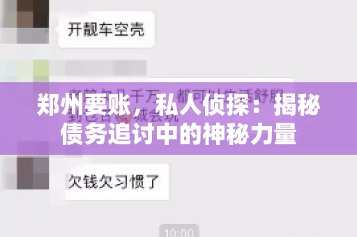 郑州要账，私人侦探：揭秘债务追讨中的神秘力量